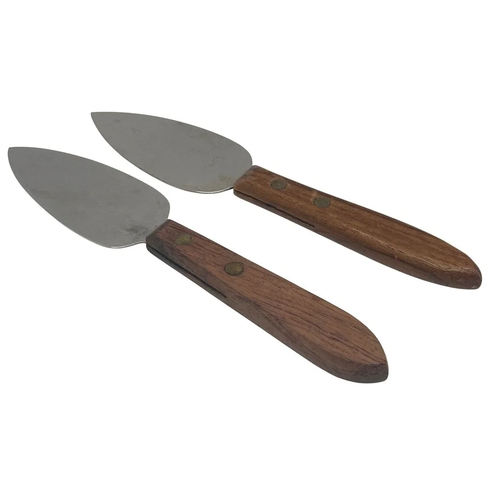 Vintage Hickory Farms Of Ohio Cheese Spreader Knives Set 2 Wood Handle Stainless